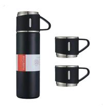 Garrafa Térmica Inox 500ml com 3 Canecas Bebidas Quentes e Frias Edição Especial Garrafa Térmica Inox 500ml com 3 Canecas Bebidas Quentes e Frias Edição Especial