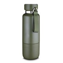 Garrafa Térmica Inox 500ml com Copo Porta Comprimidos Parede Dupla Verde Anti Vazamento Garrafa Térmica Inox 500ml com Copo Porta Comprimidos Parede Dupla Verde Anti Vazamento