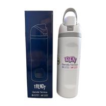 Garrafa Térmica Inox 730ml Branca com Tampa Plástica Portátil - Trendy