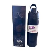 Garrafa Térmica Inox 730ml Preta com Tampa Plástica Portátil - Trendy