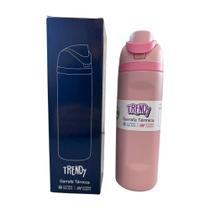 Garrafa Térmica Inox 730ml Rosa com Tampa Plástica Portátil - Trendy