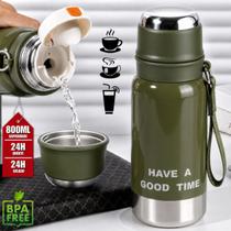 Garrafa Térmica Inox 800ml Parede Dupla C Tampa Copo Café Garrafa Térmica Inox 800ml Parede Dupla C Tampa Copo Café