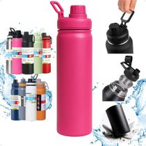 Garrafa Térmica Inox 800ml Tampa Alça Dedo Água Gelada Academia Esporte