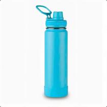 Garrafa Térmica Inox Agua 800Ml Capinha Borracha Azul Bebê