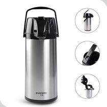 Garrafa Termica Inox Café Chá Agua 1,9L Pressão Preto Soprano