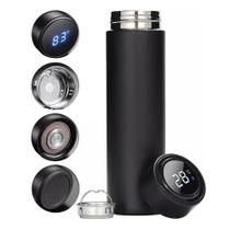 Garrafa Térmica Inox com Termômetro Digital e Display LED 480ml - Preta - Bivolt