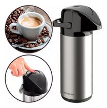 Garrafa Térmica Inox de Vidro Pressão para Café Chá 1 Litro