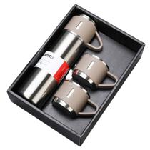 Garrafa Térmica Inox Deluxe 500ml com 3 Mini Copos Inox Mantém a Temperatura Ideal por mais Tempo