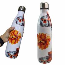 Garrafa Termica Inox Estampada Flores 750 Ml Floral Acdemia Treino Aula Estudos Malhaçao Portatil Resistente Portatil - Ab.MIDIA