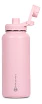 Garrafa Térmica Inox Goldentec 1000ml para bebidas quentes ou frias com tampa com bico e base emborrachada - Rosa Claro