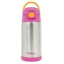 Garrafa Térmica Inox Infantil Com Canudo 400ml Menino Menina Baby Buba Cor:Rosa