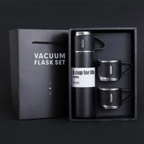 Garrafa Térmica Inox Kit Com 3 Xicaras Squeeze Vacuum Flack - bbless
