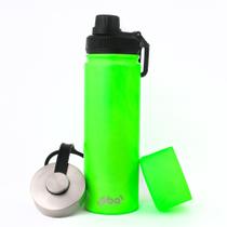 Garrafa Térmica Inox Verde Neon 650ml Conserva Bebida Até 24h Gelado Oba Térmic