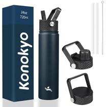 Garrafa Térmica Konokyo 720 ml Aço Inoxidável 3 Tampas Azul-Marinho