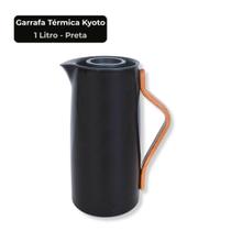 Garrafa Térmica Kyoto 1 Litro com Ampola de Vidro e Cabo Bambu Branca Cinza ou Preta Garrafa Térmica Kyoto 1 Litro com Ampola de Vidro e Cabo Bambu Branca Cinza ou Preta