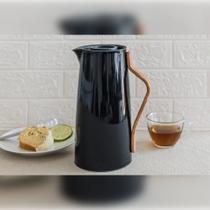Garrafa Térmica Kyoto Preta 1L Cabo Bamboo Moderna Lehaví