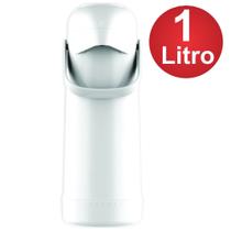 Garrafa Térmica Magic Pump cor Branco 1 Litro - Jato forte. Exclusivo sistema anti-pingos.