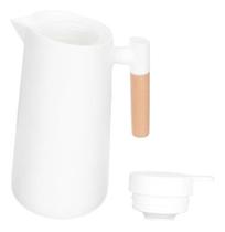 Garrafa Térmica Malta 1 Litro Cabo Madeira Café Chá - Branco