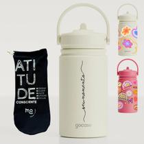 Garrafa Térmica Mini Gocase 350ml Com Canudo Estampas Kit Kit Manuscrita Seu Momento - Off White Garrafa Térmica Mini Gocase 350ml Com Canudo Estampas Kit Kit Manuscrita Seu Momento - Off White