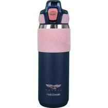 Garrafa Termica Morgan Shannon com Tampa de Botao - Rosa/Marinho 580ML