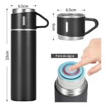 Garrafa Térmica ORIGINAL PREMIUM Vacuum 500ml Com Kit 3 Xícara Café Xtuned PRETA