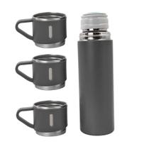 Garrafa Térmica Parede Dupla 3 Copo Aço Inox Squeeze 500ml Preto Garrafa Térmica Parede Dupla 3 Copo Aço Inox Squeeze 500ml Preto