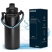 Garrafa Térmica Parede Dupla Com Alça Aço Inox 1L Café Suco Água Academia Passeio Caminhada