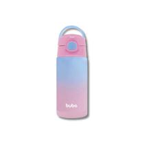 Garrafa termica parede dupla com canudo degrade rosa - buba