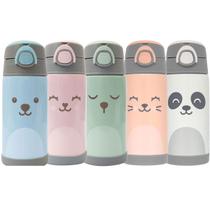 Garrafa Térmica Parede Dupla com Canudo e Tampa Alça para Levar Gumy Buba