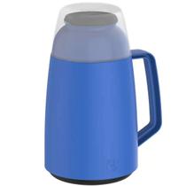 Garrafa Térmica Plástica com Ampola de Vidro Soprano para Bebidas Quentes ou Frias 500ml Azul