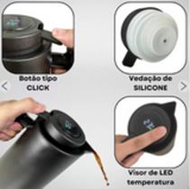Garrafa Térmica Plastico Café-Chá 1 Litro Com Termômetro Em Led E Cabo de Madeira