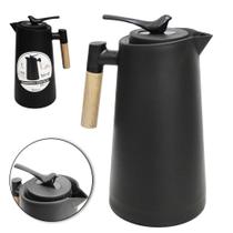 Garrafa térmica preta com pássaro e cabo de madeira 1 litro para café Bird