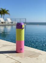 Garrafa Térmica Puket Color Block Menina com cartela Adesivos