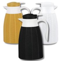 Garrafa Térmica Rattan 1 Litro Com Ampola de Vidro Bico Anti Vazamento Café Chás Leite - Class Home Garrafa Térmica Rattan 1 Litro Com Ampola de Vidro Bico Anti Vazamento Café Chás Leite - Class Home