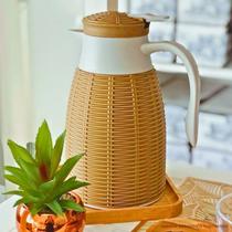 Garrafa Termica Rattan 1l Luxo Premium Café Quente Bege