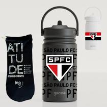 Garrafa Térmica São Paulo Gocase Mini 350ml Premium - Kit Kit Sao Paulo White Logo - Preta
