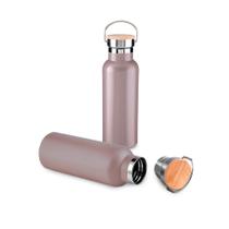 Garrafa Térmica Squeeze 500ml De Aço Inox C/ Tampa De Bambu Garrafa Térmica Squeeze 500ml De Aço Inox C/ Tampa De Bambu