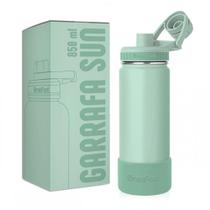 Garrafa Térmica Sun Base Silicone Premium - Verde Menta - 850ml - Brasfoot Garrafa Térmica Sun Base Silicone Premium - Verde Menta - 850ml - Brasfoot