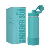 Garrafa termica sun com base silicone premium verde agua 850ml