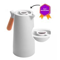 Garrafa Térmica Termômetro Digital Café Nórdica Cabo Madeira 1 Litro