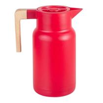 Garrafa Térmica Termopro Cabo Madeira Wood 1 L Tampa Click Vermelha