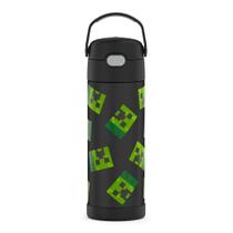 Garrafa Térmica Thermos Infantil com Canudo Minecraft 470ml