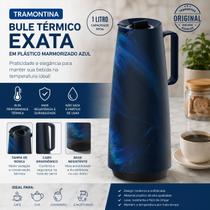 Garrafa Térmica Tramontina Exata 1L Azul Marmorizada Bule Conserva Quente e Frio Garrafa Térmica Tramontina Exata 1L Azul Marmorizada Bule Conserva Quente e Frio