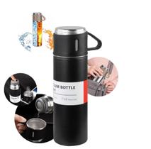 Garrafa Térmica Vacuum 500ml Com 3 Xícaras Café Camping Chá