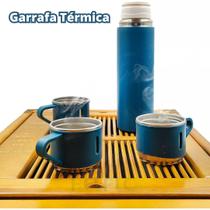 Garrafa Térmica Vacuum Flask Set Inox 500ml + 3 Xícaras Gelada Quente