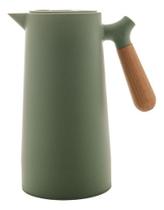 Garrafa Térmica Verde Com Cabo Em Madeira Nórdica 1 Litro