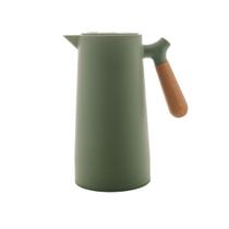 Garrafa Térmica Verde Com Cabo Em Madeira Nórdica 1 Litro