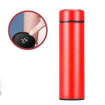 Garrafa termica vermelho luxo 480ml com copo display lcd de temperatura inox com termometro digital integrado Garrafa termica vermelho luxo 480ml com copo display lcd de temperatura inox com termometro digital integrado