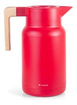 Garrafa Térmica Wood Fashion Vermelha 1L Café Chá Suco Bule Térmico com Ampola de Vidro e Acionamento com Clique Termopro Garrafa Térmica Wood Fashion Vermelha 1L Café Chá Suco Bule Térmico com Ampola de Vidro e Acionamento com Clique Termopro