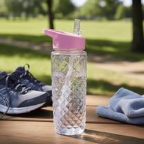 Garrafa Texturizada 700ml com Canudo Interno Tampa com Alça Squeeze Portátil para Academia Trabalho Viagem Uso Diário hidratação no escritório
